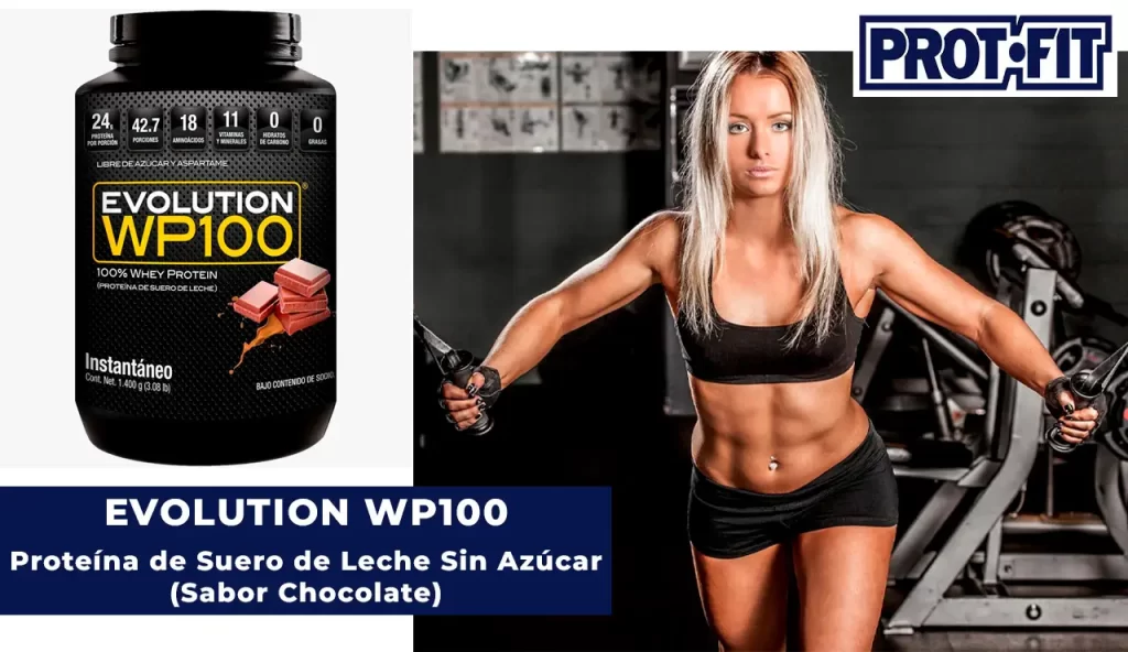 EVOLUTION WP100 Proteína de Suero de Leche Sin Azúcar, Sin Gluten, Sabor Chocolate (Suplemento alimenticio más vendido) | ProtFit.com