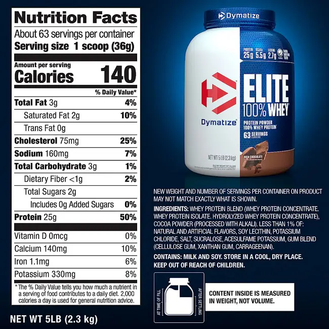 Elite 100% Whey - Dymatize - Proteína en polvo sabor chocolate (etiqueta limpia 3) | ProtFit.com