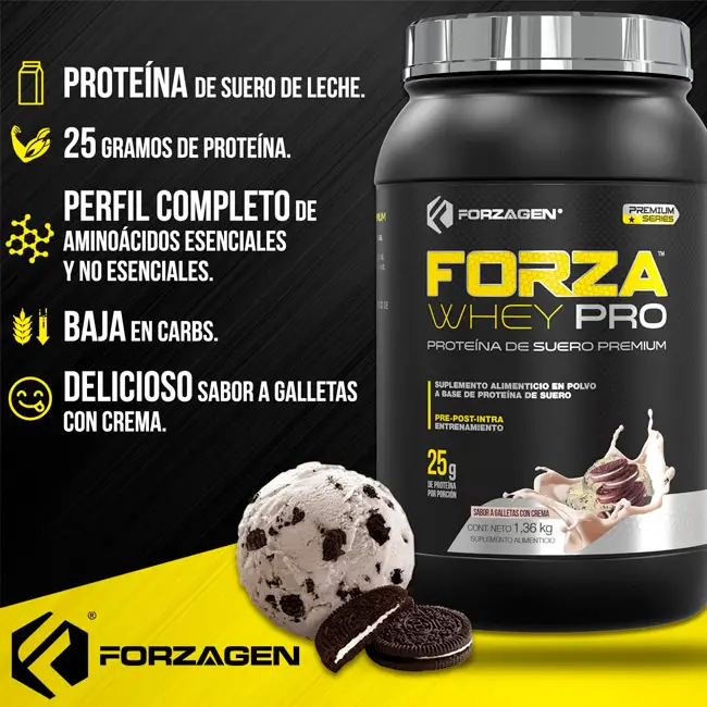 Forza Whey Pro Forzagen Proteína de suero premium sabor galleta y crema (etiqueta limpia 2) | ProtFit.com