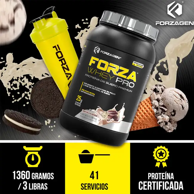 Forza Whey Pro Forzagen Proteína de suero premium sabor galleta y crema (etiqueta limpia 3) | ProtFit.com