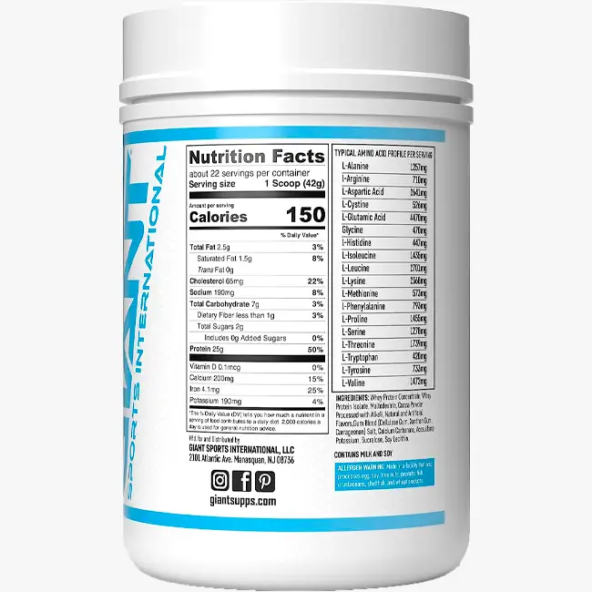 Giant Sports International Everyday Whey (Proteína de Suero de Leche en Polvo) (ingredientes img 3) | ProtFit.com