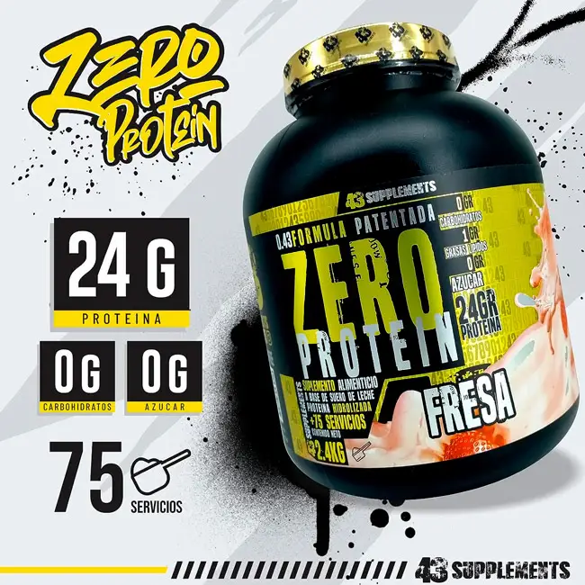 Zero Protein (Ptoteína Zero) Hidrolizada (Sabor Fresa) (etiqueta limpia 2) sin azúcar, cero carbohidratos | ProtFit.com